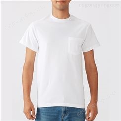 210g成人圆领口袋T恤男式纯白打底衫制运动装定diy团体服班服