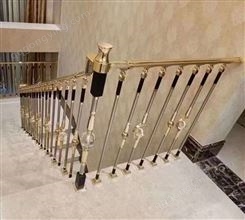别墅楼梯单支立柱铝合金铝楼梯扶手图片大气