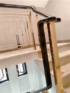 欧式别墅镀金铝艺护栏酒店雕花扶手室内英伦栏杆
