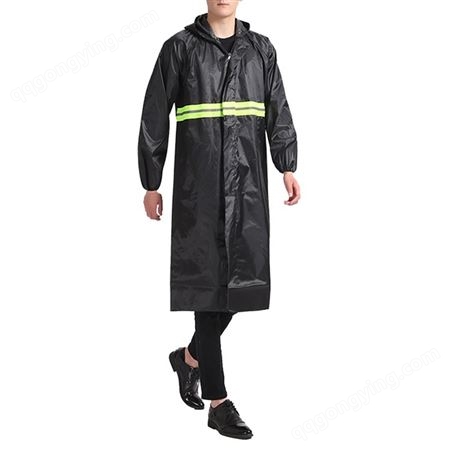 诚格CG-22-Y005Z诚格（C&G）牛津布长款雨衣 带反光条 黑色 XL~4XL