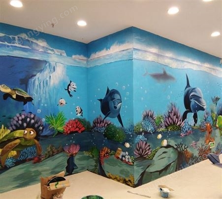 卡通森林动物墙绘墙面绘画图设计服务彩绘画美化
