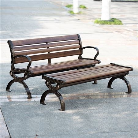 恭信 铝合金公园椅海边景区防水防锈靠背长椅成品仿木户外座椅