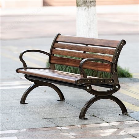 恭信 铝合金公园椅海边景区防水防锈靠背长椅成品仿木户外座椅