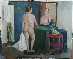 俄罗斯学院派风格手绘油画 写实人物油画 风景油画 艺术品 收藏品 日出