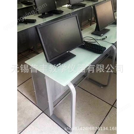 供应浅灰色喷塑单人电脑桌HP905D 桌体背侧配置主机柜 批发