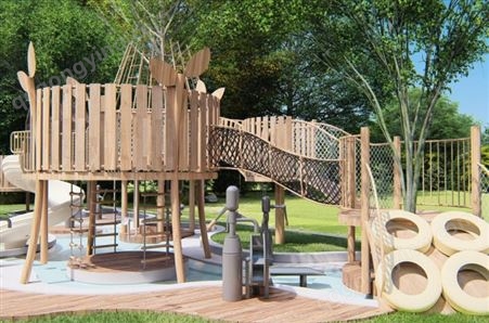 景区幼儿园网红民宿室外大型非标定制木质组合滑梯游乐设备