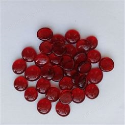 石诚矿业供应 玻璃扁珠-红色造景装饰用 玻璃扁珠-镶嵌