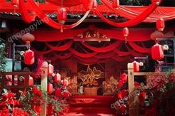 红色新中式婚礼主舞台迎宾区布置装饰婚庆策划设计