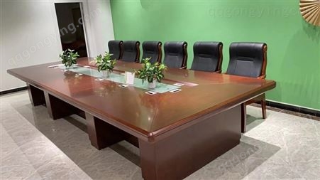 条形实木会议桌 板式会议桌 现代会议桌 视频会议桌 钢木结合