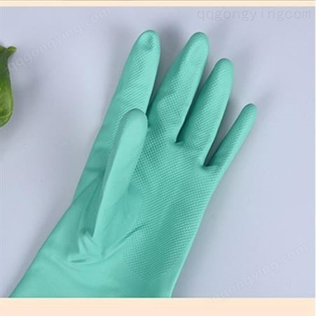 绿色丁腈手套耐磨防护手套防水防油工作手套